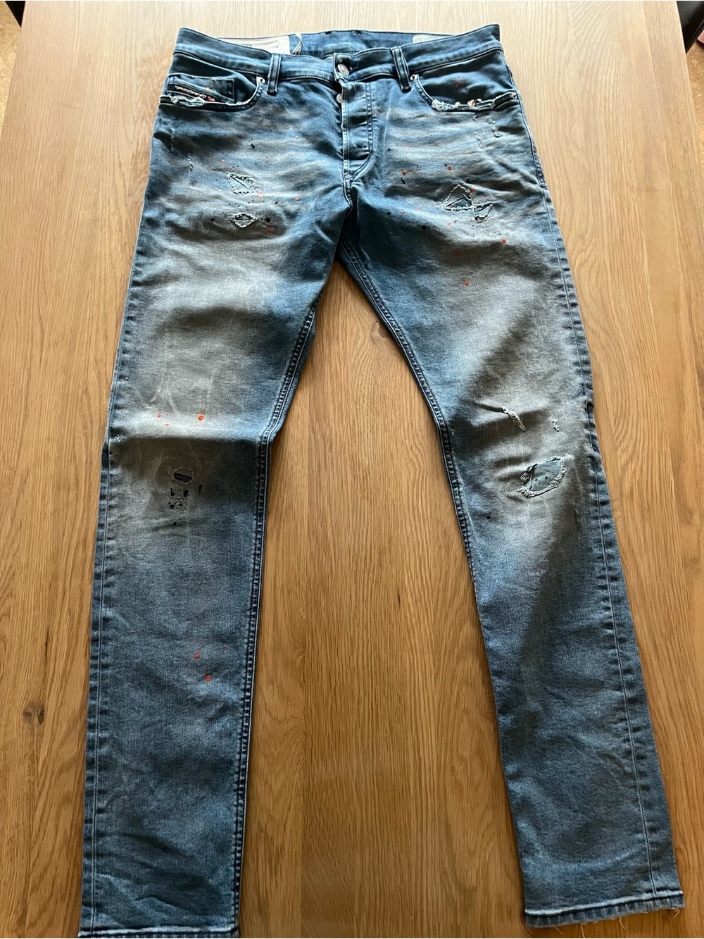 Diesel Men's Blue Distressed Skinny Jeans Tepphar-X